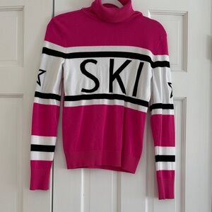 ANTONIO MELANI Fuchsia and White Turtleneck Sweater